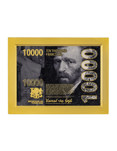 CAFE TERRACE AT NIGHT Gold Plated By Vincent Van Gogh 2 Oz Silver 33.5 Oz Copper Coin 10000 Francs Chad 2022 - Coins & More -...