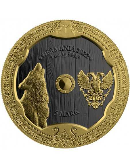 HILDEGARD 1 Oz Silver Gold Plated Coin 5 Mark Germania 2022 - Coins & More - Europa
