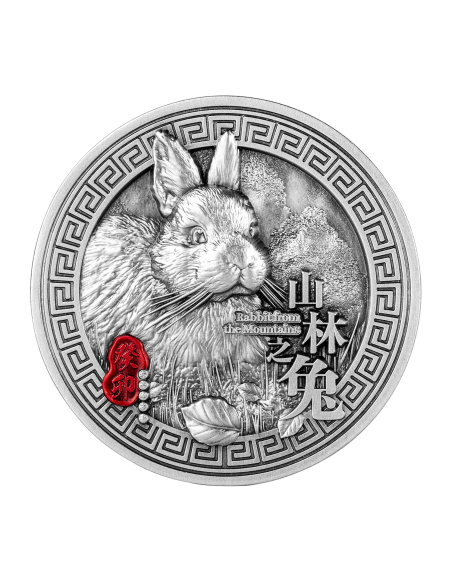 RABBIT FROM THE MOUNTAINS Chinese Sexagenary Cycle 2 Oz Silver Coin 10000 Francs Chad 2023 - Coins & More - Tchad