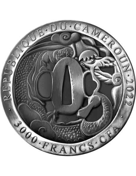 JAPANESE SAMURAI Legendary Warriors 3 Oz Silver Coin 3000 Francs Cameroon 2022 - Coins & More - Camerún