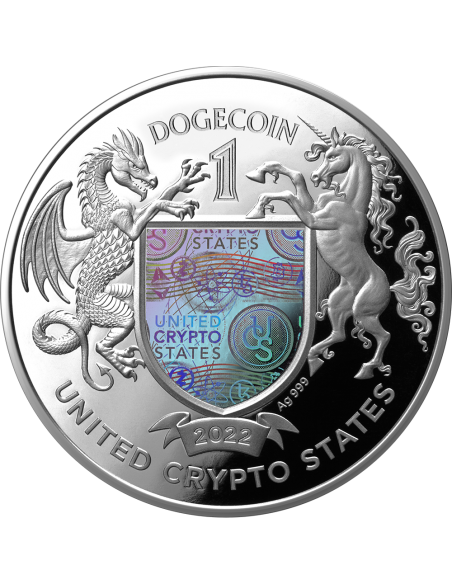 DOGECOIN 1 Oz Silver Proof Coin 1 Dogecoin United Crypto States 2022 - Coins & More - Monedas por País