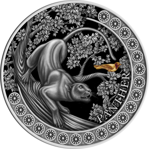 PANTHER Hunting in the Wild Silver Coin 10 Cedis Ghana 2022 - Coins & More - Ghana