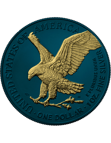 SILVER EAGLE - SPACE METALS III Edition 1 Oz Silver Ruthenium and Gold Coin 1$ Dollar USA 2022 - Coins & More - Usa