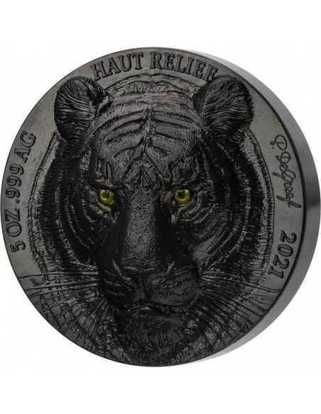 TIGER Big Five Asia Edition Noire 5 Oz Silver Coin 5000 Francs Ivory Coast 2021 - Coins & More - Costa de Marfil