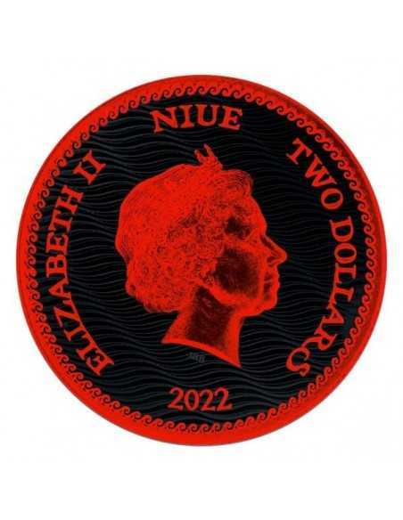 CALICO JACK Jolly Roger Cyber Red Pirates 1 Oz Silver Coin 2$ Niue 2022 - Coins & More - Niue
