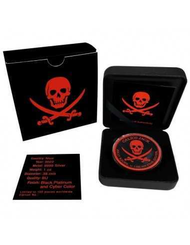 CALICO JACK Jolly Roger Cyber Red Pirates 1 Oz Silver Coin 2$ Niue 2022 - Coins & More - Niue