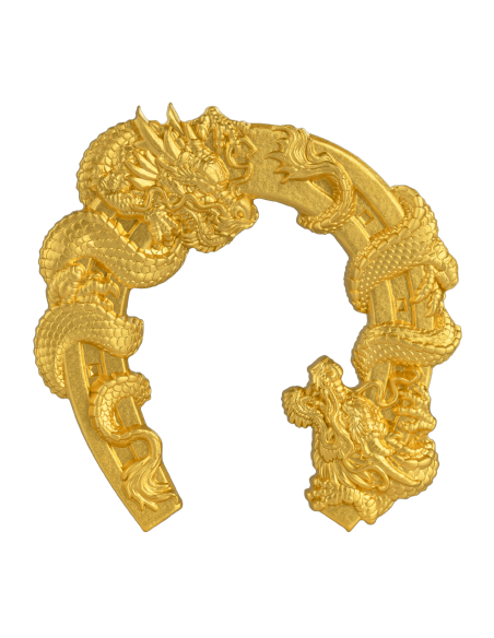 DRAGONS HORSESHOE Gilded 1 Oz Silver Coin 5000 Francs Chad 2023 - Coins & More - Tchad