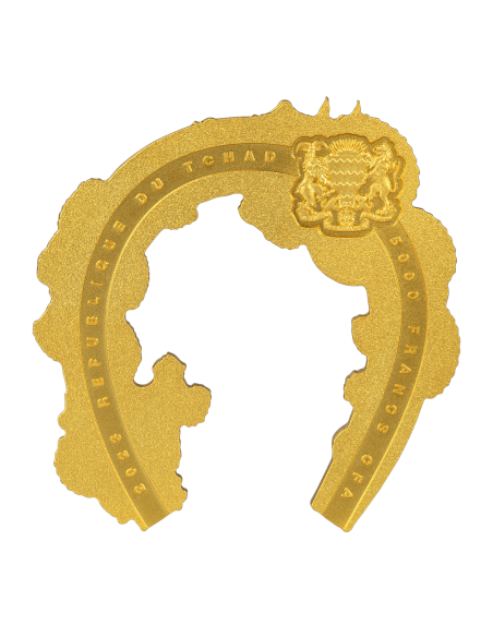 DRAGONS HORSESHOE Gilded 1 Oz Silver Coin 5000 Francs Chad 2023 - Coins & More - Tchad