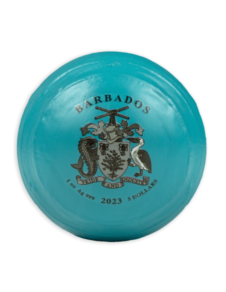 SPHERICAL URANUS 3D Planet 1 Oz Silver Coin 5$ Barbados 2023 - Coins & More - Barbados