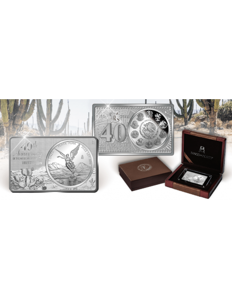 MEXICAN LIBERTAD 40th Anniversary Silver Set Coin 2 + 1 Oz Bar Mexico 2022 - Coins & More - Messico