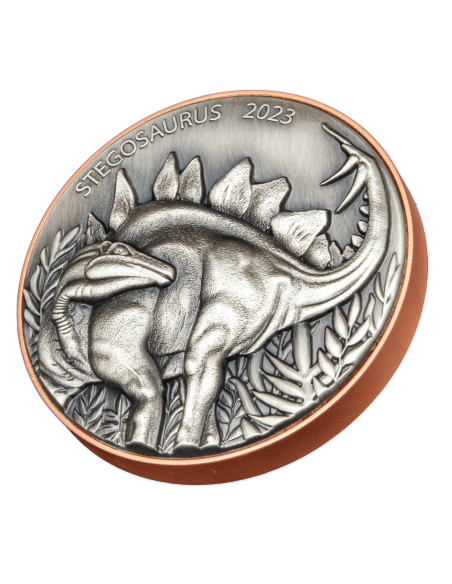 STEGOSAURUS Dinosaure Silver & Copper Coin 10 Vatu Vanuatu 2023 - Coins & More - Océanie