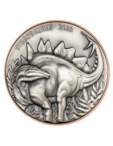 STEGOSAURUS Dinosaure Silver & Copper Coin 10 Vatu Vanuatu 2023 - Coins & More - Océanie