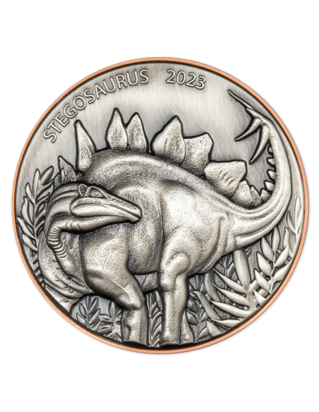 STEGOSAURUS Dinosaure Silver & Copper Coin 10 Vatu Vanuatu 2023 - Coins & More - Océanie