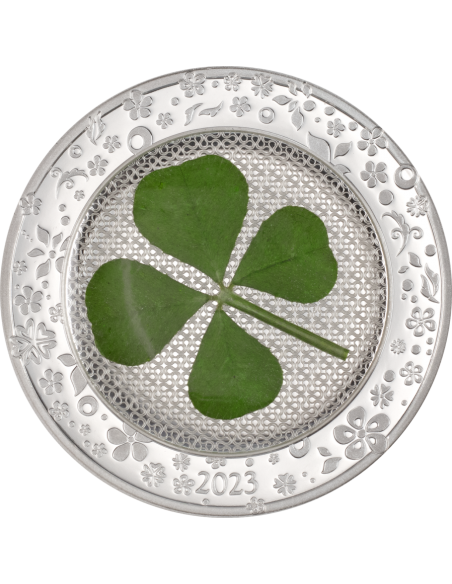 OUNCE OF LUCK Four Leaf Clover 1 Oz Silver Coin 5$ Palau 2023 - Coins & More - Palau