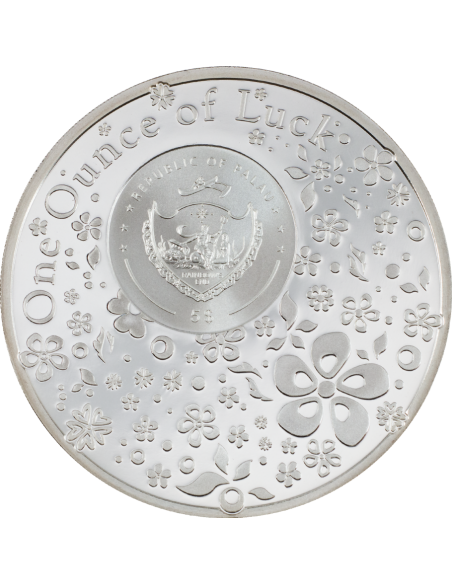 OUNCE OF LUCK Four Leaf Clover 1 Oz Silver Coin 5$ Palau 2023 - Coins & More - Palau
