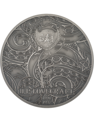 CTHULHU Howard Phillips Lovecraft 3 Oz Silver Coin 20$ Palau 2022 - Coins & More - Palau