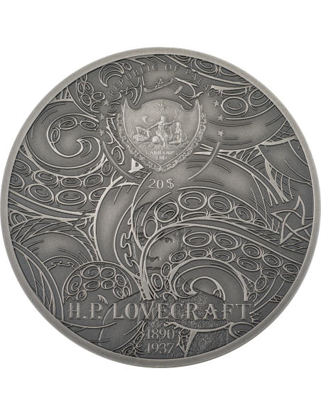 CTHULHU Howard Phillips Lovecraft 3 Oz Silver Coin 20$ Palau 2022 - Coins & More - Palau