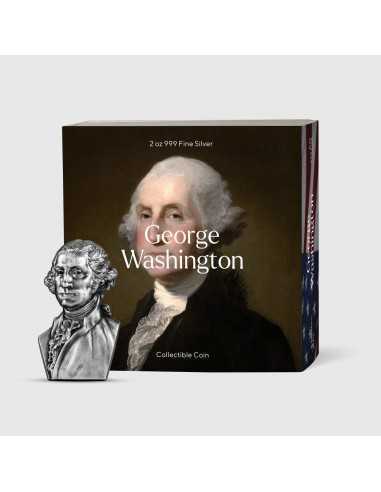GEORGE WASHINGTON Shaped 2 Oz Silver Coin 10000 Francs Chad 2023 - Coins & More - Chad