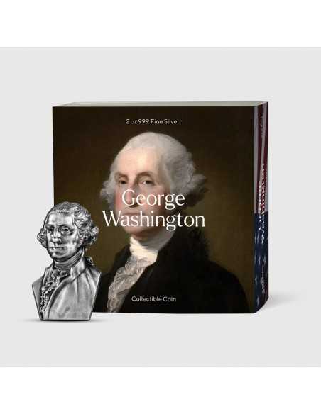GEORGE WASHINGTON Shaped 2 Oz Silver Coin 10000 Francs Chad 2023 - Coins & More - Chad