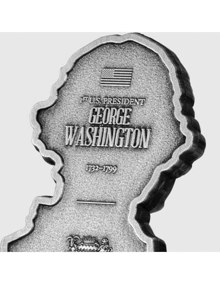 GEORGE WASHINGTON Shaped 2 Oz Silver Coin 10000 Francs Chad 2023 - Coins & More - Chad