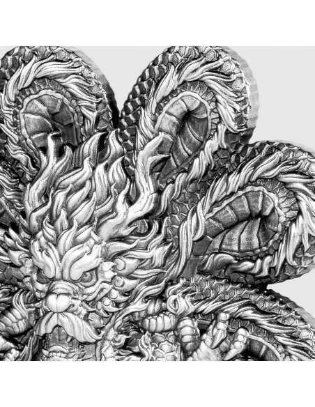 FOUR LEAF CLOVER DRAGON 1 Oz Silver Coin 5000 Francs Chad 2023 - Coins & More - Tchad