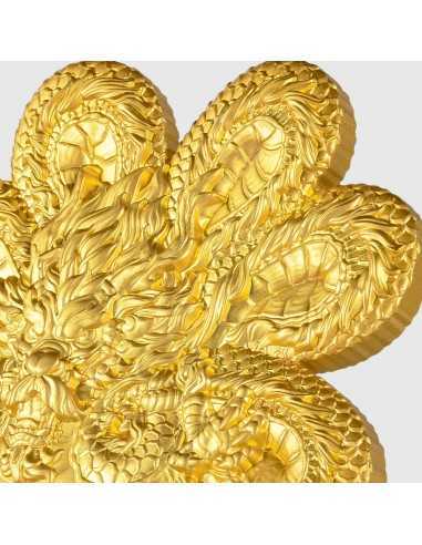 FOUR LEAF CLOVER DRAGON Gilded 1 Oz Silver Coin 5000 Francs Chad 2023 - Coins & More - Chad