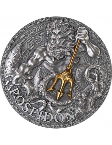 POSEIDON The Great Greek Mythology 3 Oz Silver Coin 3000 Francs Cameroon 2022 - Coins & More - Cameroon