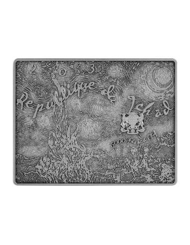 STARRY NIGHT By Vincent Van Gogh Colored 1 Oz Silver & 14 Oz Copper Coin 5000 Francs Chad 2023 - Coins & More - Tchad