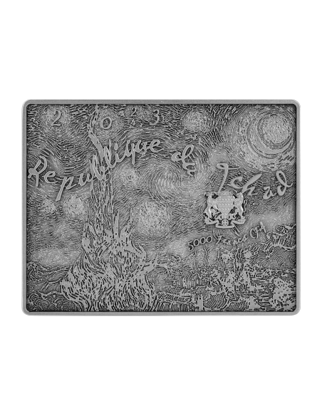 STARRY NIGHT By Vincent Van Gogh Colored 1 Oz Silver & 14 Oz Copper Coin 5000 Francs Chad 2023 - Coins & More - Tchad