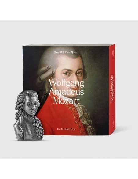 WOLFGANG AMADEUS MOZART Shaped 2 Oz Silver Coin 10000 Francs Chad 2023 - Coins & More - Tchad