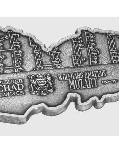 WOLFGANG AMADEUS MOZART Shaped 2 Oz Silver Coin 10000 Francs Chad 2023 - Coins & More - Tchad