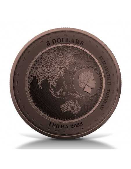 TERRA Antique Copper Series II 1 Oz Silver coin 5$ Dollars Tokelau 2022 - Coins & More - Tokelau