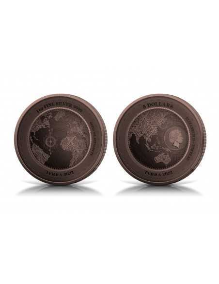 TERRA Antique Copper Series II 1 Oz Silver coin 5$ Dollars Tokelau 2022 - Coins & More - Tokelau