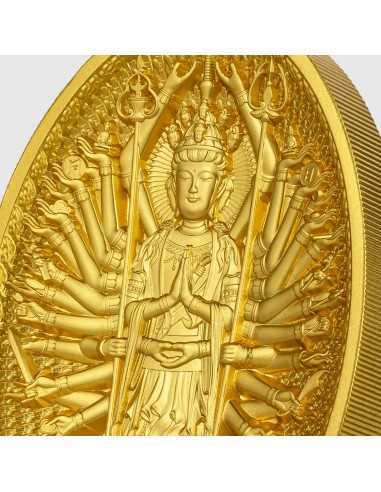 THOUSAND ARMS GUANYIN Gilded 5 Oz Silver Coin 25000 Francs Chad 2023 - Coins & More - Chad