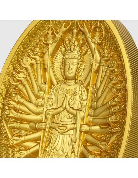 THOUSAND ARMS GUANYIN Gilded 5 Oz Silver Coin 25000 Francs Chad 2023 - Coins & More - Chad