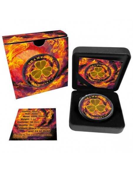 BURNING SHAMROCK Colorized 1 Oz Silver Coin 2$ Niue 2022 - Coins & More - Niue