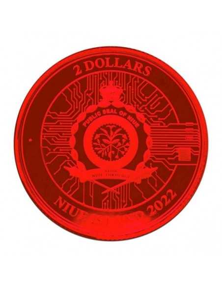 BITCOIN Red Space Colorized 1 Oz Silver Coin 2$ Niue 2022 - Coins & More - Niue