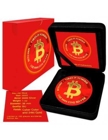 BITCOIN Red Space Colorized 1 Oz Silver Coin 2$ Niue 2022 - Coins & More - Niue