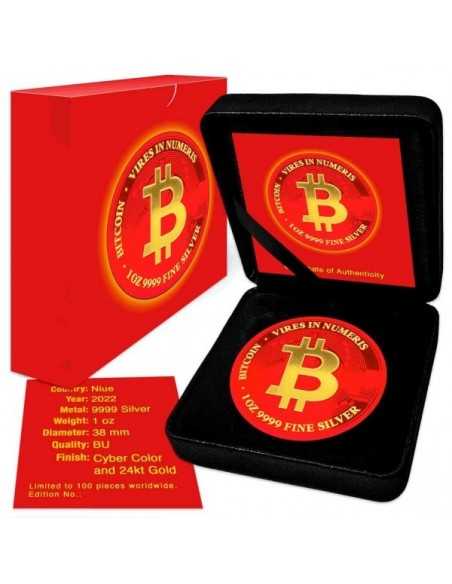 BITCOIN Red Space Colorized 1 Oz Silver Coin 2$ Niue 2022 - Coins & More - Niue