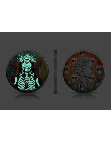 DIA DE LOS MUERTOS Glow in Dark Set 3 x 1 Oz Silver coin 5$ Canada 2022 - Coins & More - Canada