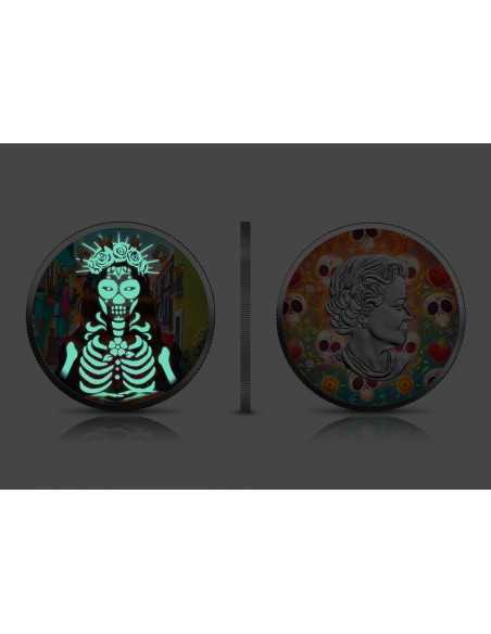 DIA DE LOS MUERTOS Glow in Dark Set 3 x 1 Oz Silver coin 5$ Canada 2022 - Coins & More - Canada