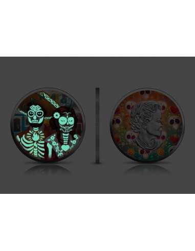 DIA DE LOS MUERTOS Glow in Dark Set 3 x 1 Oz Silver coin 5$ Canada 2022 - Coins & More - Canada
