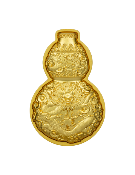 DRAGON HULU BOTTLE GOURD Gilded 1 Oz Silver Coin 5000 Francs Chad 2023 - Coins & More - Chad