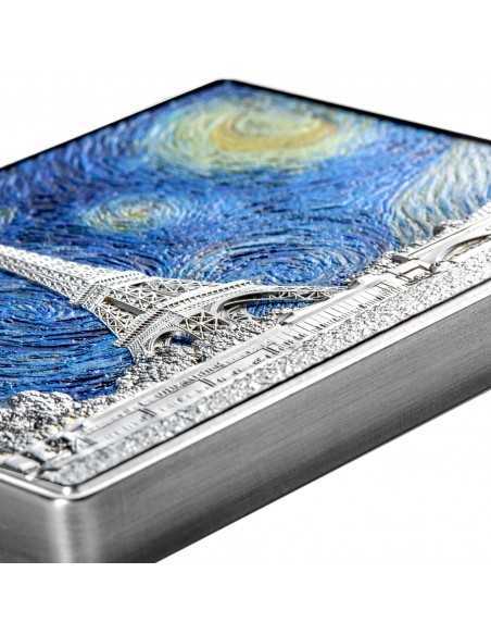 STARRY NIGHT IN PARIS Colored 1 Oz Silver & 14 Oz Copper Coin 5000 Francs Chad 2023 - Coins & More - Chad