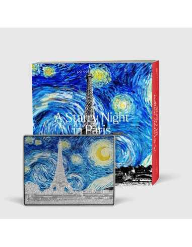 STARRY NIGHT IN PARIS Colored 1 Oz Silver & 14 Oz Copper Coin 5000 Francs Chad 2023 - Coins & More - Chad