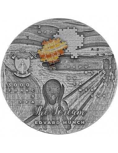 THE SCREAM By Edvard Munch So Puzzle Art 3 Oz Silver Coin 3000 Francs Cameroon 2022 - Coins & More - Cameroun