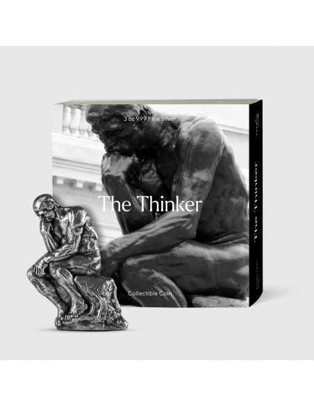 THINKER by Auguste Rodin Shaped 3 Oz Silver Coin 15000 Francs Chad 2023 - Coins & More - Tchad