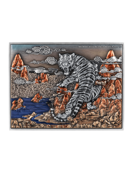 WHITE TIGER 2 Oz Silver & 33.5Oz Copper Coin 10000 Francs Chad 2022 - Coins & More - Tchad