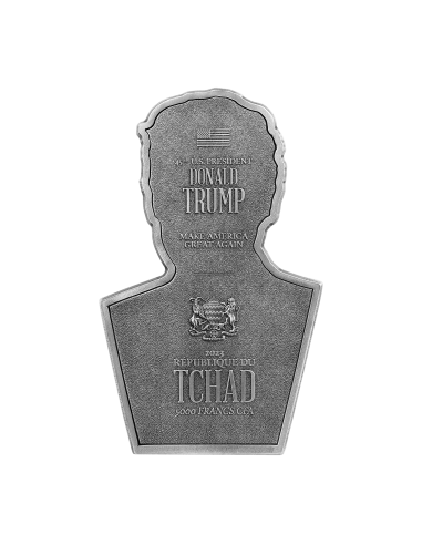 DONALD TRUMP Shaped 1 Oz Silver Coin 5000 Francs Chad 2023 - Coins & More - Chad