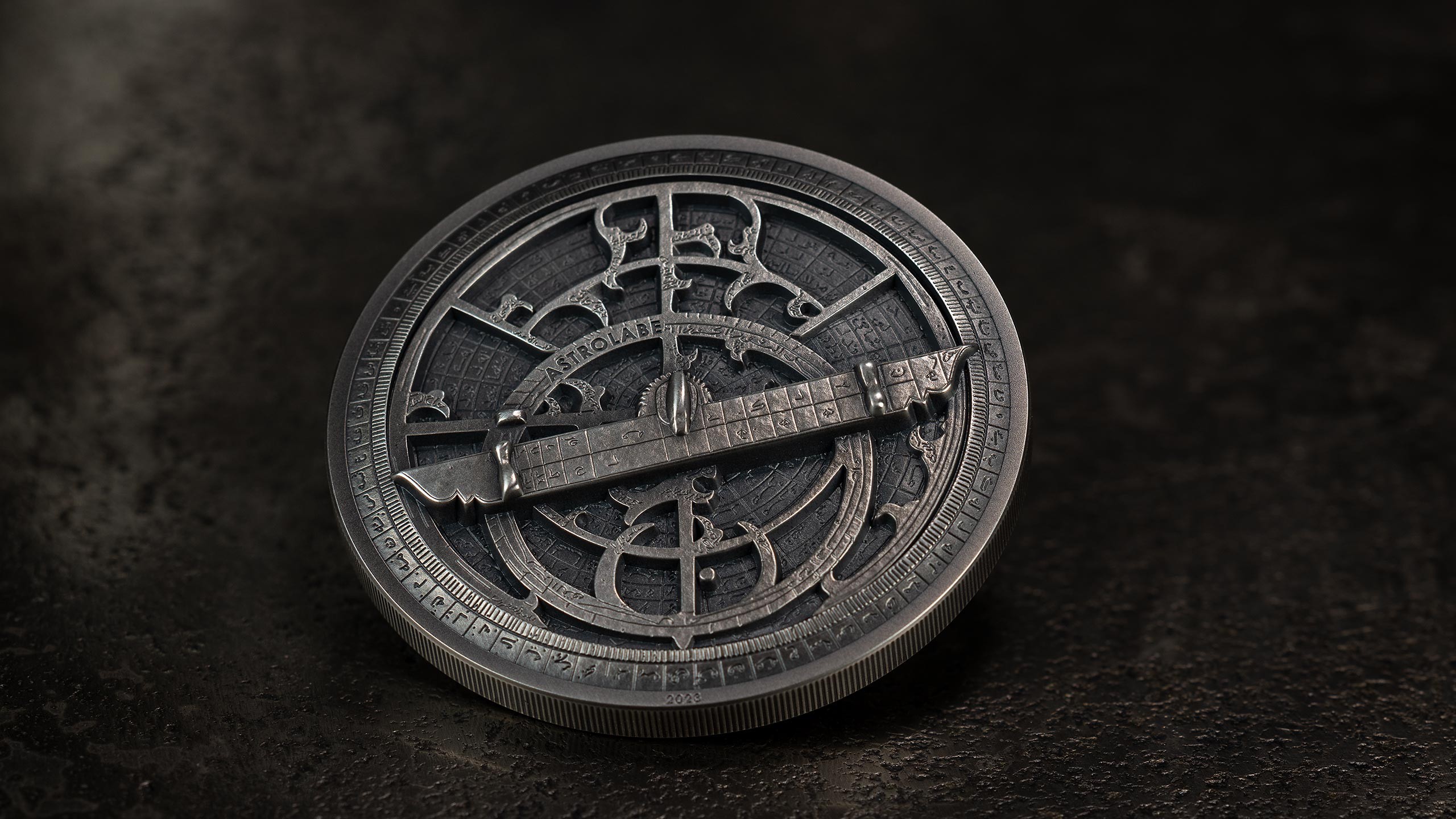 ASTROLABE Historic Instruments 2 Oz Silver Coin 10$ Cook Islands 20...